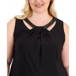 Outlet ✔️ Kasper 👩 Women's Dotted Sheer-Sleeve Top Black 🔥 -Cheap Kasper Store unnamed file 388