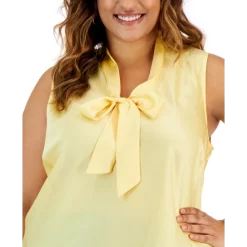 Best reviews of 🛒 Kasper Plus Size Sleeveless Bowtie-Neck Blouse Pale Yellow 👏 -Cheap Kasper Store unnamed file 394