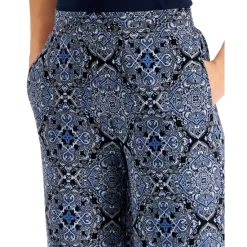 Discount 👏 Kasper Printed Wide Leg Pants Chambray Multi 🔔 -Cheap Kasper Store unnamed file 444