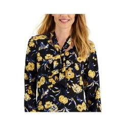Outlet 🥰 Kasper 👩 Women's Printed Bow Top, Created For Macy's Black Combo 🌟 -Cheap Kasper Store unnamed file 467