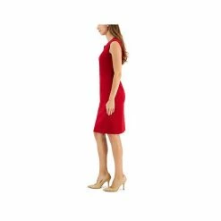New 👍 Kasper Petite Ponte Split-Neck Sheath 👗 Dress Fire Red ⌛ -Cheap Kasper Store unnamed file 473