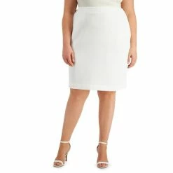 Wholesale 😉 Kasper Plus Size Texture-Stretch Pencil 👗 Skirt Lily White 👏