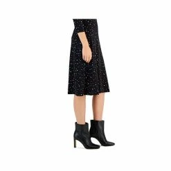 Deals ⌛ Kasper 👩 Women's Printed Polka-Dot Pull-On Flared Midi 👗 Skirt Black/fire Red Combo 😍 -Cheap Kasper Store unnamed file 494