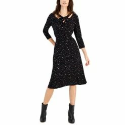 Deals ⌛ Kasper 👩 Women's Printed Polka-Dot Pull-On Flared Midi 👗 Skirt Black/fire Red Combo 😍 -Cheap Kasper Store unnamed file 495
