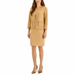 Buy 🛒 Kasper 👩 Women's Faux-Suede Framed Patch-Pocket Blazer & Sheath 👗 Dress Doe 👍