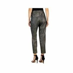 Discount 💯 Kasper 👩 Women's Metallic Shimmer Jacquard Slim Ankle Pants Black/gold 🎁 -Cheap Kasper Store unnamed file 499