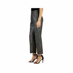 Discount 💯 Kasper 👩 Women's Metallic Shimmer Jacquard Slim Ankle Pants Black/gold 🎁 -Cheap Kasper Store unnamed file 500