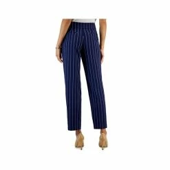 Best Pirce 🤩 Kasper 👩 Women's Mid-Rise Straight-Leg Pinstripe Pants Kasper Navy/vanilla Ice 💯 -Cheap Kasper Store unnamed file 514