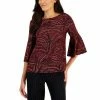 Top 10 ❤️ Kasper 👩 Women's Bell-Sleeve Knit Top Fire Red Combo ⌛ -Cheap Kasper Store unnamed file 518