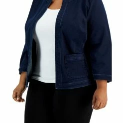 Wholesale 🔥 Kasper Plus Size Open-Front Denim Blazer Onyx Wash 👏 -Cheap Kasper Store unnamed file 524