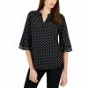 Flash Sale ✨ Kasper 👩 Women's Split-Neck Polka-Dot Flutter Sleeve Top Black/vanilla Ice 🌟 -Cheap Kasper Store unnamed file 525