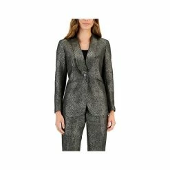 Deals ⌛ Kasper 👩 Women's Metallic Shimmer Jacquard Shawl-Collar Jacket Black/gold 🛒 -Cheap Kasper Store unnamed file 544