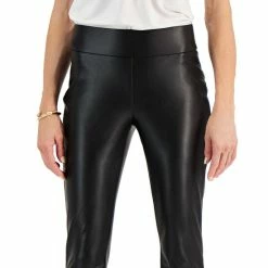 Promo ⌛ Kasper 👩 Women's Slim-Leg Faux-Leather Ankle Pants Black 😍 -Cheap Kasper Store unnamed file 562
