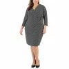 Outlet 🔔 Kasper Plus Size Printed 3/4-Sleeve Faux-Wrap 👗 Dress Black / Vanilla Ice ⌛ -Cheap Kasper Store unnamed file 573