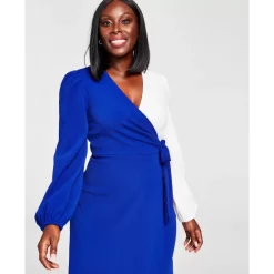 Outlet 🌟 Kasper Colorblocked Surplice Side-Tie 👗 Dress Kasper Gold/royal Blue 🥰 -Cheap Kasper Store unnamed file 6