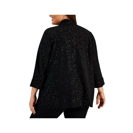 Best deal โจ Kasper Plus Size Open-Front Shawl-Collar Sparkle Cardigan Black/silver ๐ฏ 4 Best deal โจ Kasper Plus Size Open-Front Shawl-Collar Sparkle Cardigan Black/silver ๐ฏ - Image 2