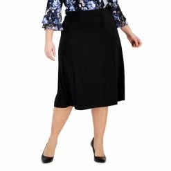 Budget ๐ฏ Kasper Plus Size Pull-On Knit Midi ๐ Skirt Black ๐