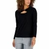 Outlet 🥰 Kasper 👩 Women's 3/4-Sleeve Twisted Neck Top Black 😍 -Cheap Kasper Store unnamed file 634