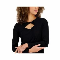 Outlet 🥰 Kasper 👩 Women's 3/4-Sleeve Twisted Neck Top Black 😍 -Cheap Kasper Store unnamed file 636