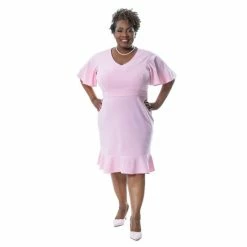 Best Sale ๐ Kasper ๐ฉ Women's Flutter-Sleeve Sheath ๐ Dress Pink ๐