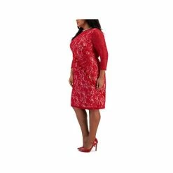 Discount ⌛ Kasper Plus Size Laurissa Lace Sheath 👗 Dress Crimson / Cream 🤩 -Cheap Kasper Store unnamed file 668