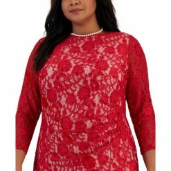 Discount ⌛ Kasper Plus Size Laurissa Lace Sheath 👗 Dress Crimson / Cream 🤩 -Cheap Kasper Store unnamed file 669