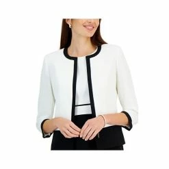 Outlet 🧨 Kasper Petite Colorblocked Open-Front Knit Jacket Vanila Ice / Black 👏 -Cheap Kasper Store unnamed file 682