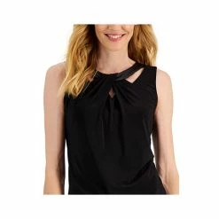 Promo 🔥 Kasper 👩 Women's Faux-Leather-Trim Twisted Top Black 👏 -Cheap Kasper Store unnamed file 722