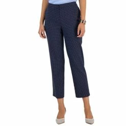 Flash Sale ๐คฉ Kasper ๐ฉ Women's Stretch-Jacquard Polka-Dot Straight-Leg Cropped Pants Kasper Navy Multi ๐