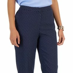 Flash Sale 🤩 Kasper 👩 Women's Stretch-Jacquard Polka-Dot Straight-Leg Cropped Pants Kasper Navy Multi 😀 -Cheap Kasper Store unnamed file 735