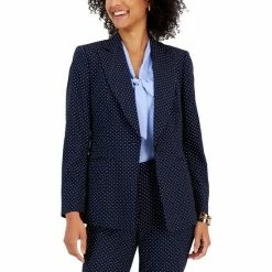 Best reviews of ⌛ Kasper Petite Stretch Jacquard Dot-Print Blazer Kasper Navy ⭐