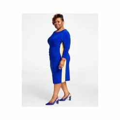 Best reviews of ❤️ Kasper Plus Size Laurissa Side-Striped 3/4-Sleeve 👗 Dress Royal Blue / Gold 👍 -Cheap Kasper Store unnamed file 776