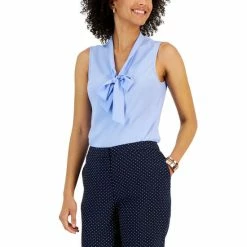 Promo ✔️ Kasper Petite Sleeveless V-Neck Tie-Front Top Tutu Pink 🛒