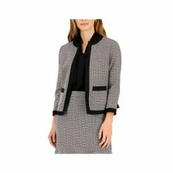 Budget 🔥 Kasper Petite Framed Metallic-Flecked Tweed Open-Front Jacket Fire Red Combo 💯 -Cheap Kasper Store unnamed file 796