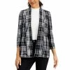 Best deal 👏 Kasper Plaid Open-Front Blazer Black/silver ❤️ -Cheap Kasper Store unnamed file 803
