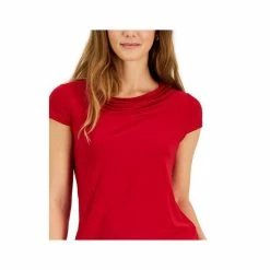 Best deal 👍 Kasper Petite Cowl-Neck Cap-Sleeve Pullover Top Fire Red 🛒 -Cheap Kasper Store unnamed file 825