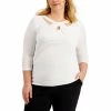 Discount 🔔 Kasper Plus Size Twist-Neck Top Chocolate 💯 -Cheap Kasper Store unnamed file 829