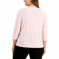 Discount 🔔 Kasper Plus Size Twist-Neck Top Chocolate 💯 -Cheap Kasper Store unnamed file 832