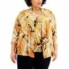 Best reviews of 😀 Kasper Plus Size Tropical-Print 3/4-Sleeve Open-Front Cardigan Sweater Butterscotch Multi 👏
