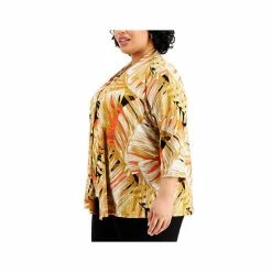 Best reviews of 😀 Kasper Plus Size Tropical-Print 3/4-Sleeve Open-Front Cardigan Sweater Butterscotch Multi 👏 -Cheap Kasper Store unnamed file 839