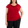 Top 10 🧨 Kasper Plus Size Cap-Sleeve Cowlneck Blouse Fire Red ❤️ -Cheap Kasper Store unnamed file 848