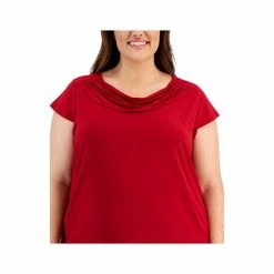 Top 10 🧨 Kasper Plus Size Cap-Sleeve Cowlneck Blouse Fire Red ❤️ -Cheap Kasper Store unnamed file 850