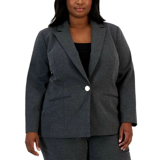 Outlet ๐ Kasper Plus Size One-Button Notched-Collar Jacket Fire Red โญ 3 Outlet ๐ Kasper Plus Size One-Button Notched-Collar Jacket Fire Red โญ