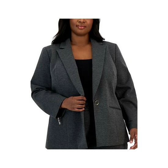 Outlet ๐ Kasper Plus Size One-Button Notched-Collar Jacket Fire Red โญ 5 Outlet ๐ Kasper Plus Size One-Button Notched-Collar Jacket Fire Red โญ - Image 3