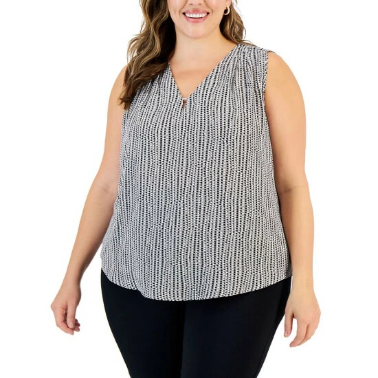 Best Pirce โ Kasper Plus Size Printed Sleeveless Camisole Blouse Fire Red Multi ๐ 3 Best Pirce โ Kasper Plus Size Printed Sleeveless Camisole Blouse Fire Red Multi ๐