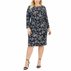 Flash Sale ๐ Kasper Plus Size Floral Faux-Wrap Pullover ๐ Dress Black Multi ๐ฅฐ