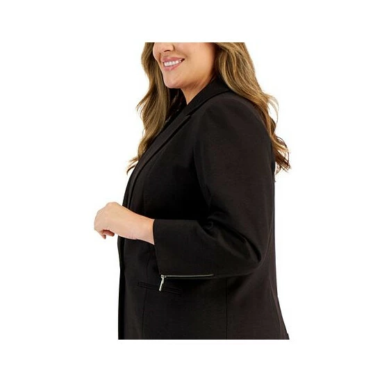 Brand new ๐ Kasper Plus Size Notched-Collar One-Button Jacket Chocolate Combo ๐ 5 Brand new ๐ Kasper Plus Size Notched-Collar One-Button Jacket Chocolate Combo ๐ - Image 3