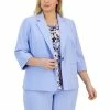 Top 10 ❤️ Kasper Plus Size Stretch Crepe One-Button 3/4-Sleeve Jacket California Sky ✨