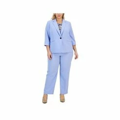 Top 10 ❤️ Kasper Plus Size Stretch Crepe One-Button 3/4-Sleeve Jacket California Sky ✨ -Cheap Kasper Store unnamed file 877