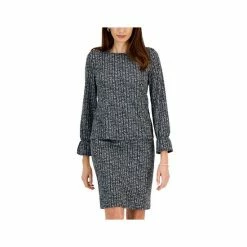 Best Pirce ❤️ Kasper Petite Boat-Neck Long-Sleeve Top Black/vanilla Ice 🤩 -Cheap Kasper Store unnamed file 930